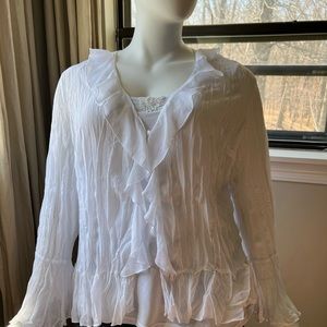 Studio 1940 ruffled blouse with tank with beading and sequin design